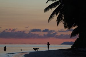 Menschen Sonnenuntergang Strand