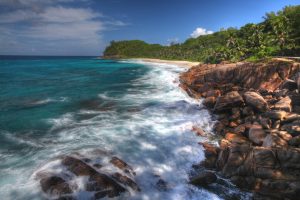 Seychellen Steine Strand