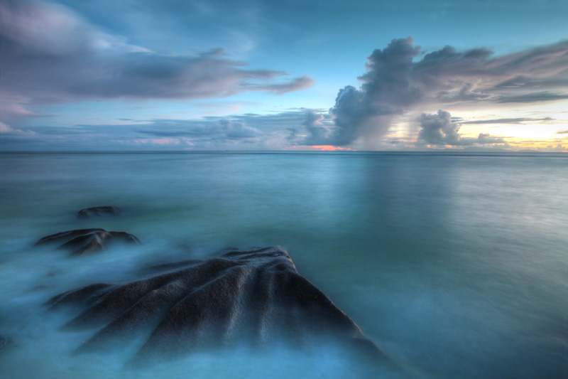 Seychellen seychelles la digue bech sunset surise