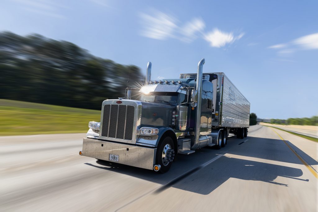 Truck running highway